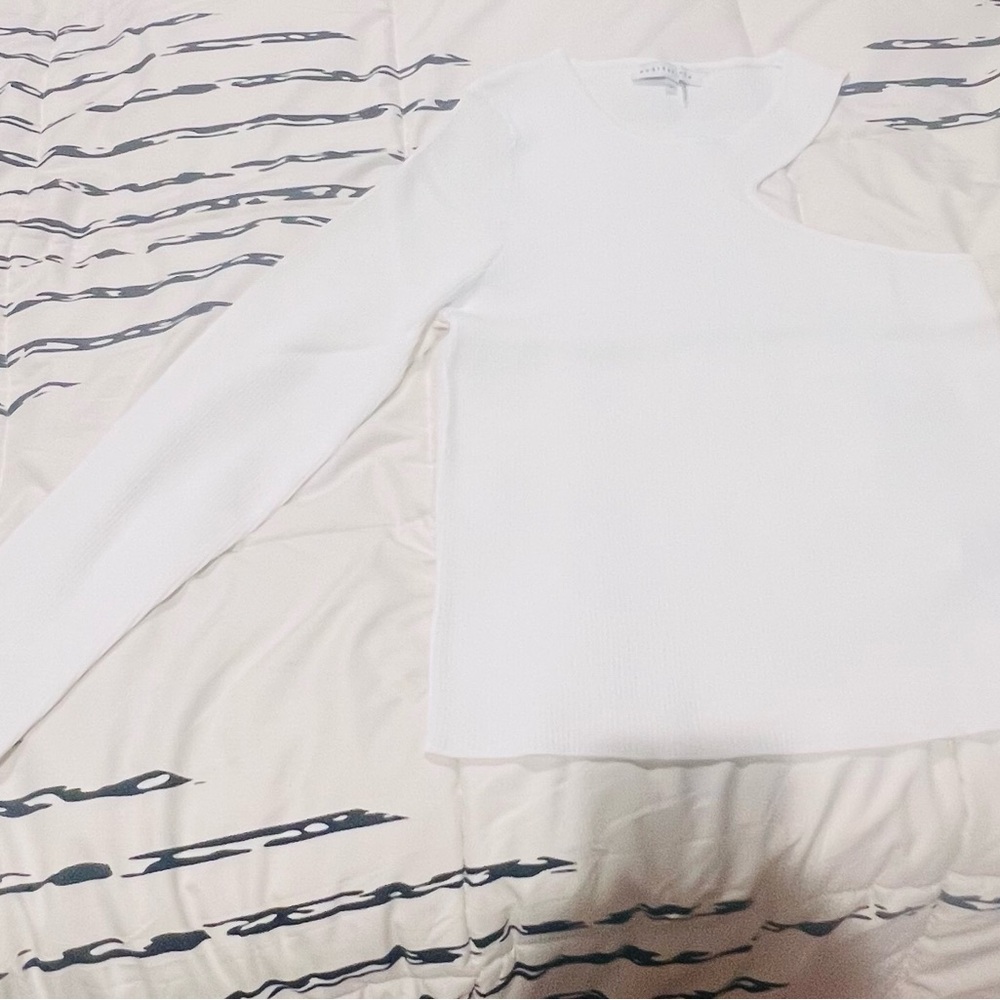White Asymmetrical Long Sleeve Top